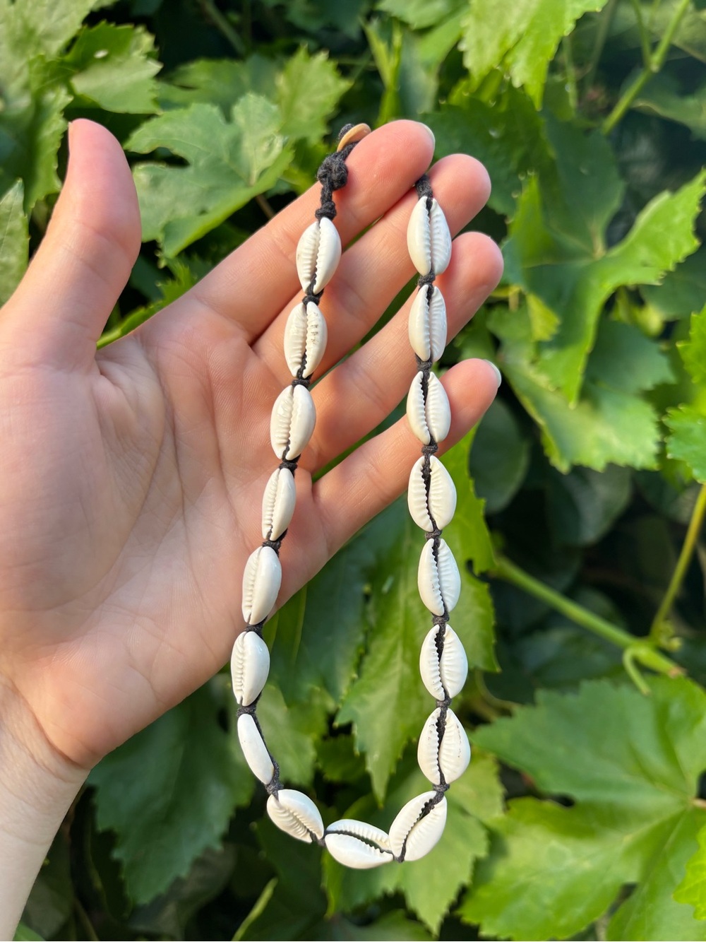 Handmade Black Cord Cowrie Shell Necklace